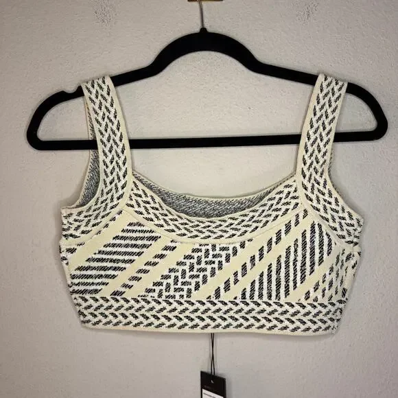 SOLS!!! NWT NEW BCBGMaxazria Geometric Jacquard Knit Crop Top Size S - Picture 2 of 6